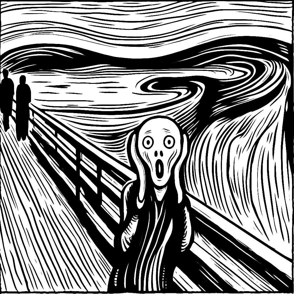 The Scream By Edvard Munch Coloring Page