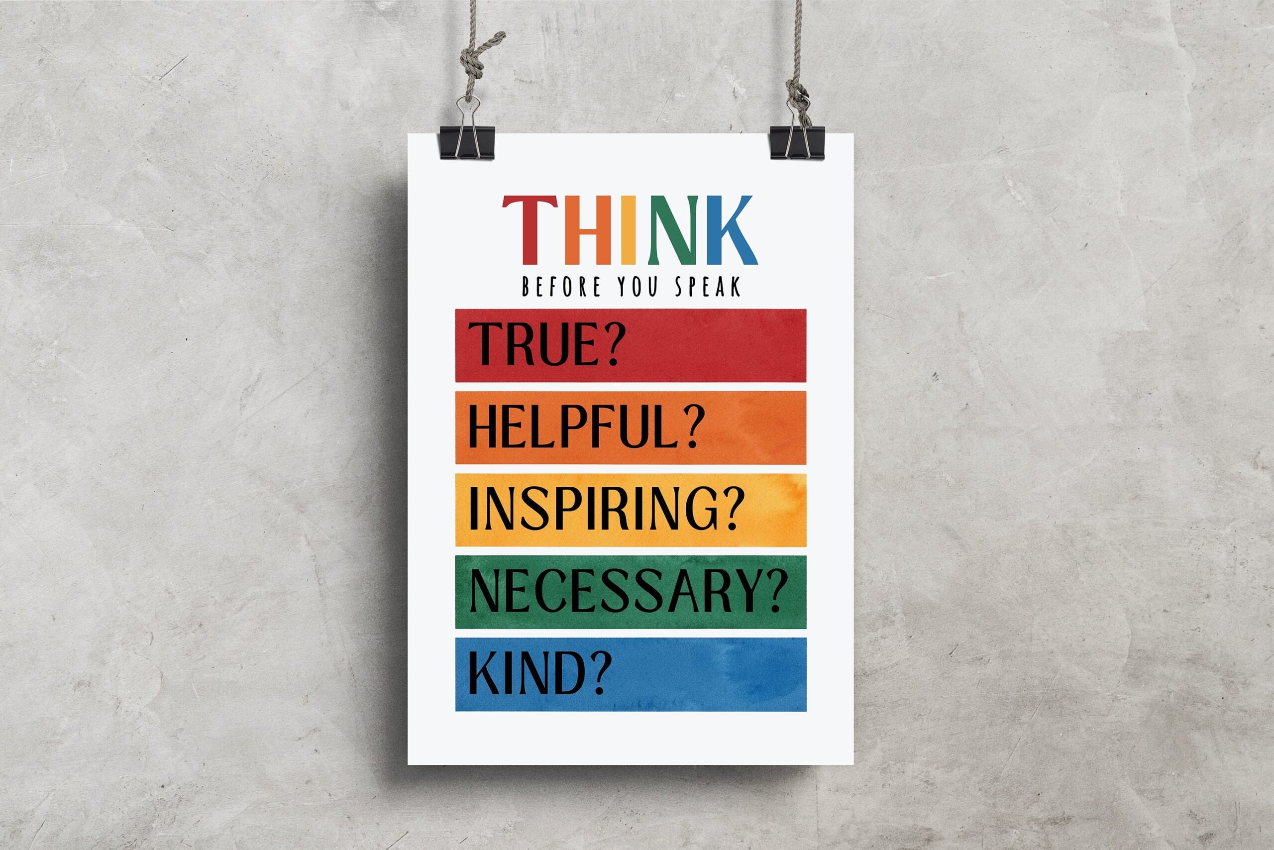 THINK Poster Think Before You Speak Poster Classroom Poster Classroom Decor Etsy UK