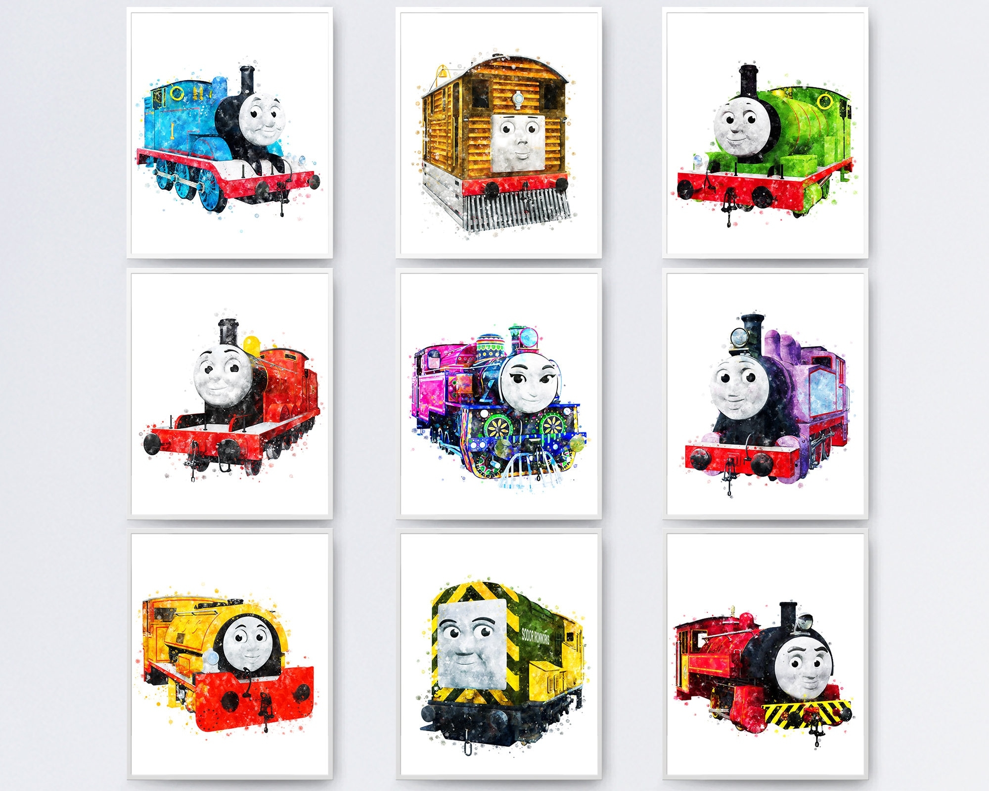Thomas And Friends Set Of 9 Watercolor Printable Thomas James Percy Print Thomas And Friends Poster Train Wall Art Nursery Decor Gift Etsy UK