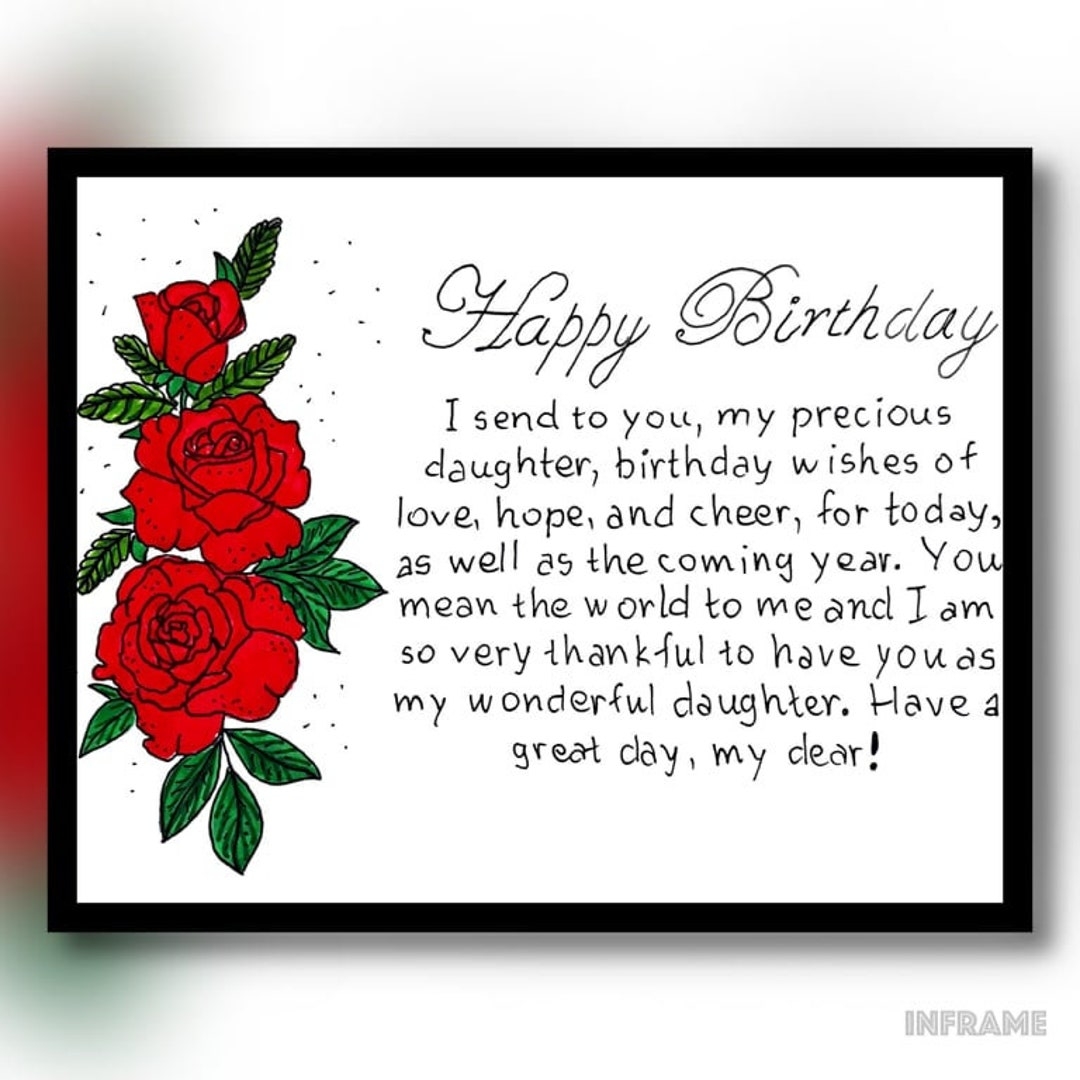 To My Daughter Birthday Card Printable Daughter Birthday Card Print Birthday Wishes For Daughter Digital Download Etsy UK
