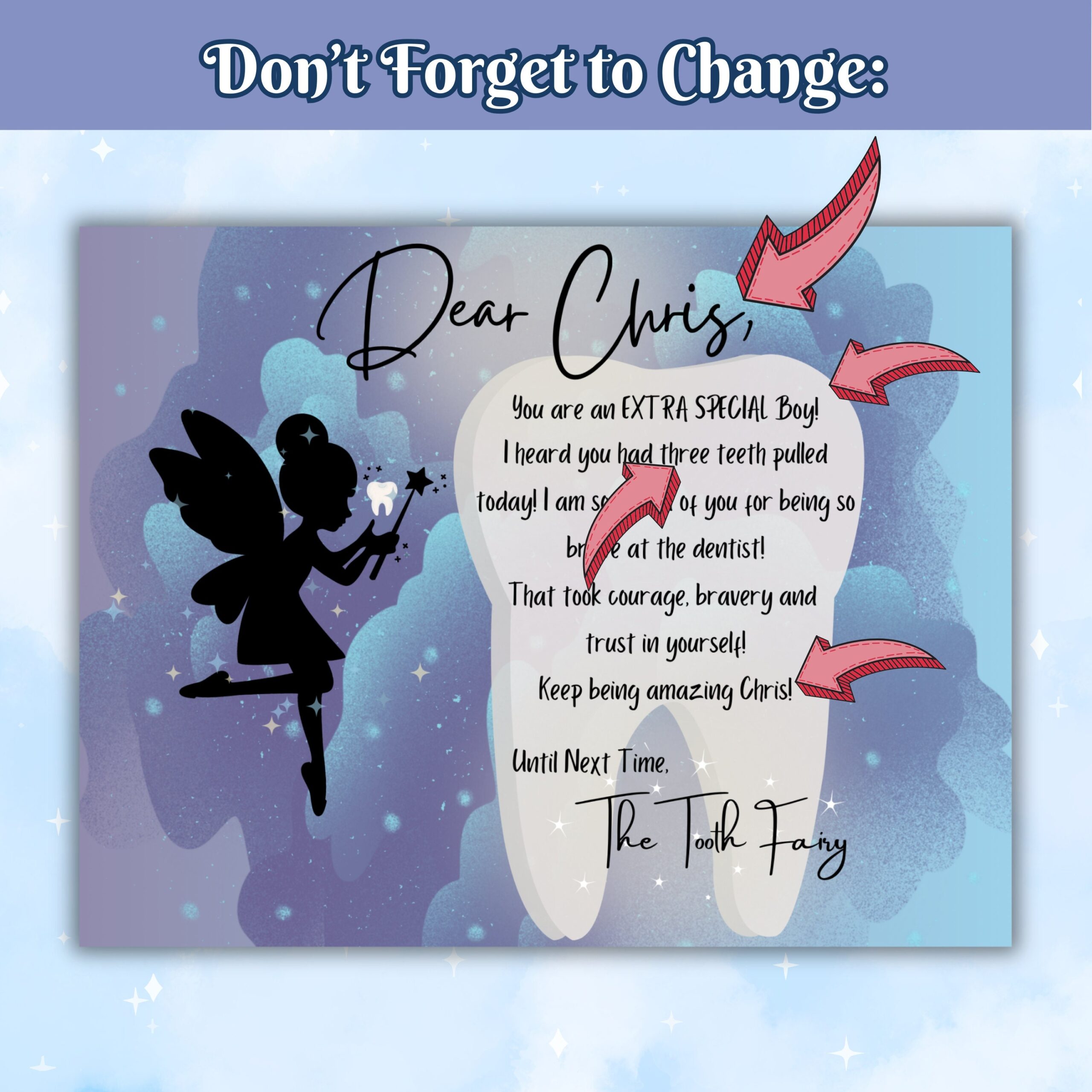 Tooth Fairy Letter First Pulled Tooth Letter From The Tooth Fairy Tooth Fairy Certificate Receipt For Boy Or Girl Proud Note Etsy