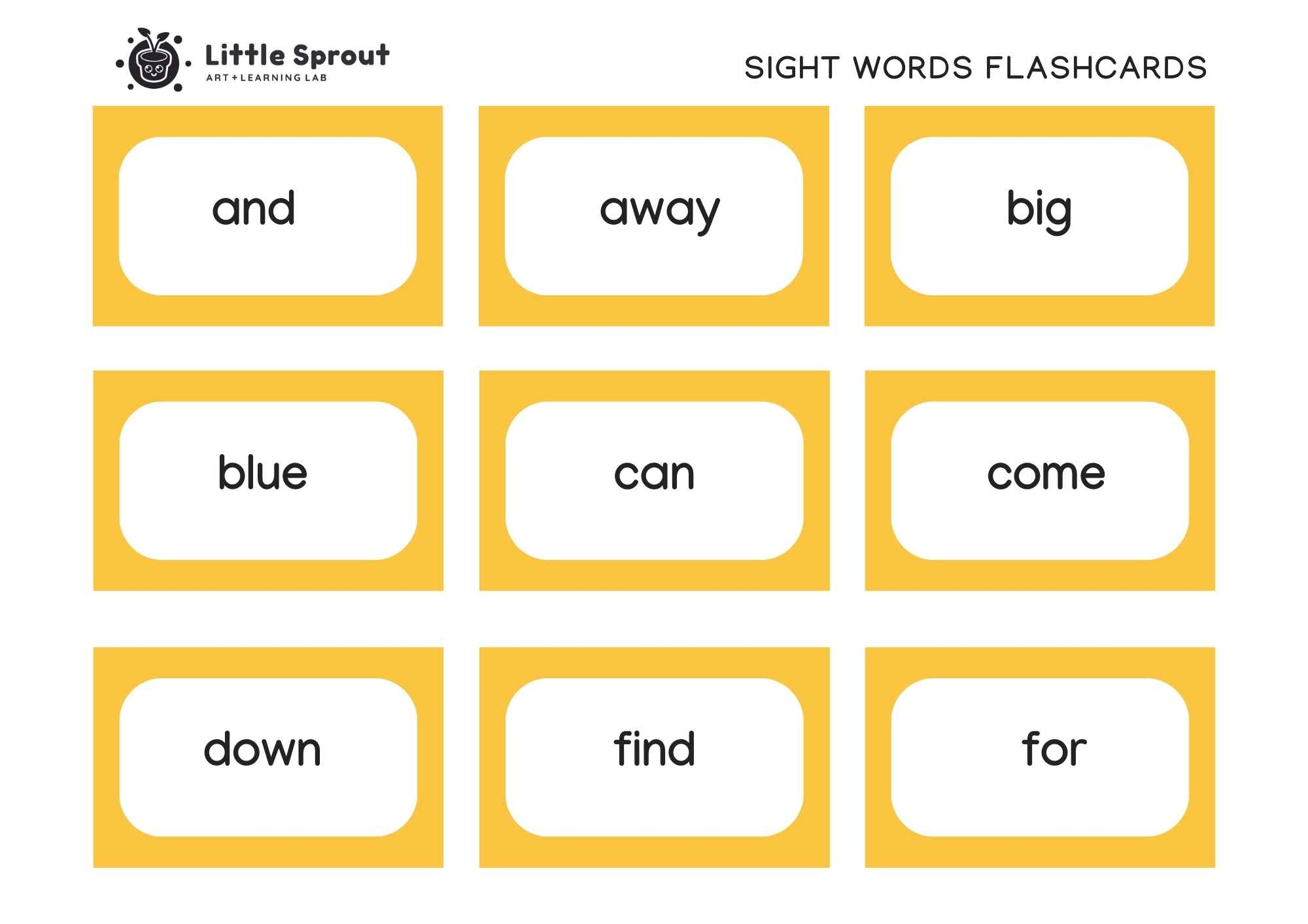Sight Words Flash Cards Printable