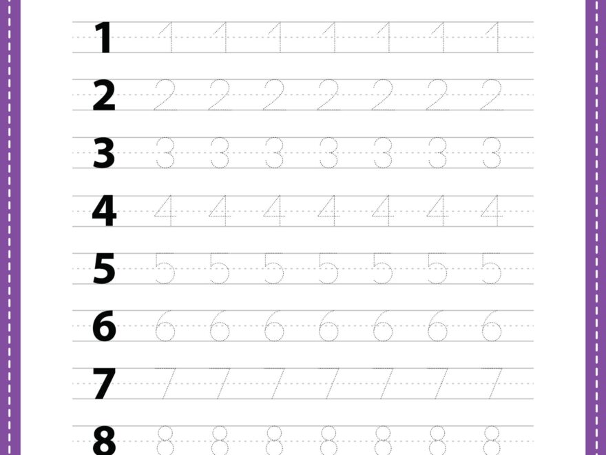 Tracing Number 1 10 Worksheet Free PDF Printable For Kids