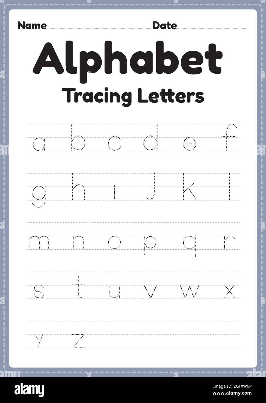 Tracing Worksheet Of Alphabet Letters For Kindergarten And Preschool Kids For Handwriting Practice And Educational Activities In A Printable Page Stock Vector Image Art Alamy