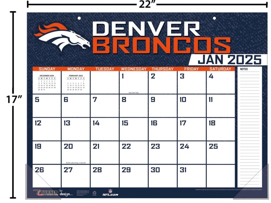 Turner Sports Denver Broncos 2025 22x17 Desk Calendar 25998061535 Amazon ca Office Products