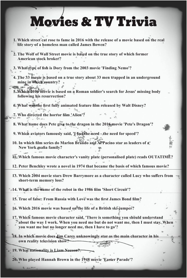 TV Trivia Games 6 Free PDF Printables Printablee