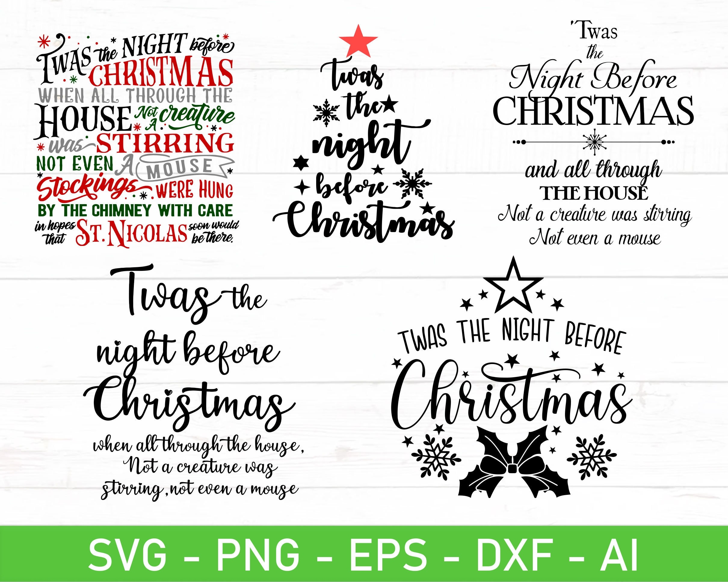 Twas The Night Before Christmas Svg Eps Dxf Ai Png Files For Cricut Etsy UK