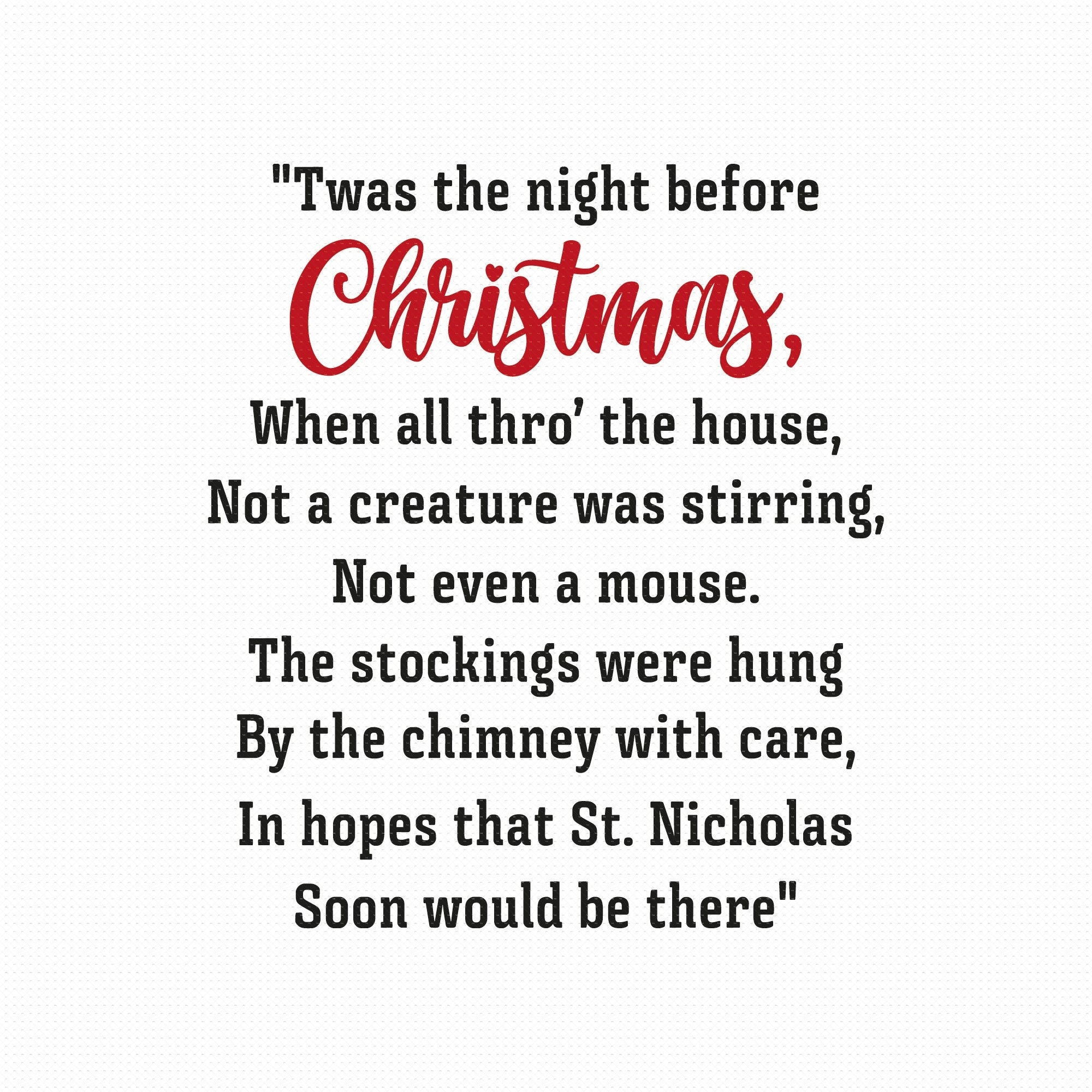 Twas The Night Before Christmas Svg Png Eps Pdf Files Christmas Sign Svg Christmas Poem Svg Cricut Silhouette Etsy