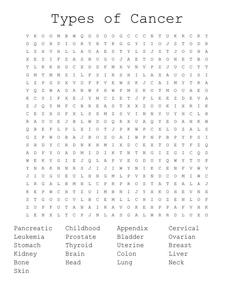 Cancer Printable Puzzles For Kids