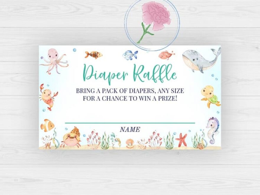 Under The Sea Diaper Raffle Sign Tickets nautical Printable 8x10 Sign And 3 5x2 Tickets ocean Sea Fish Baby Shower Diaper Raffle Tickets Etsy