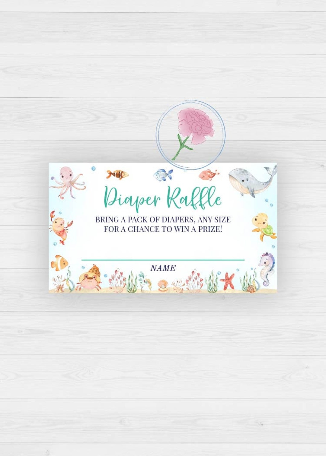 Under The Sea Diaper Raffle Sign Tickets nautical Printable 8x10 Sign And 3 5x2 Tickets ocean Sea Fish Baby Shower Diaper Raffle Tickets Etsy