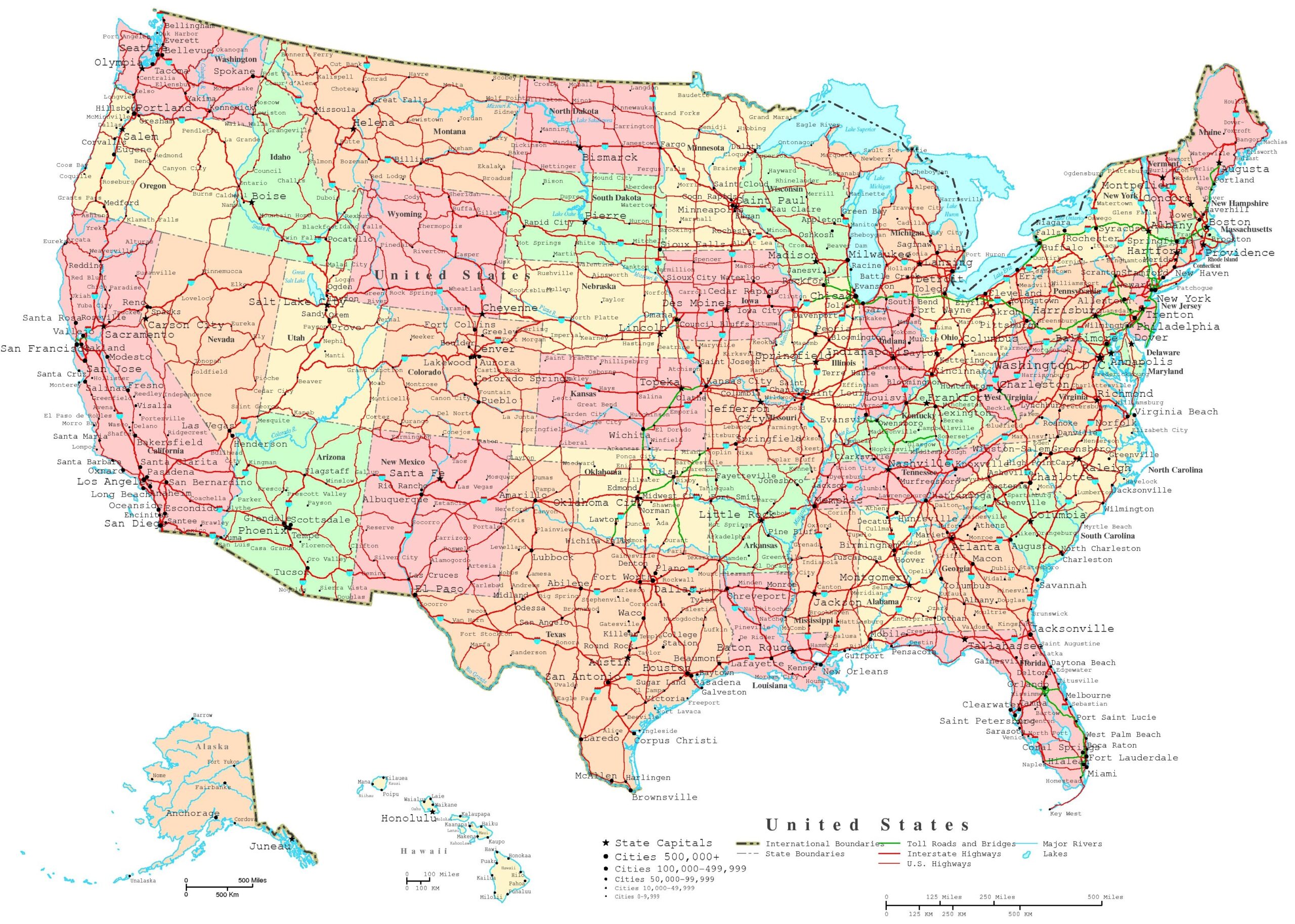 Free Printable Map Of The United States