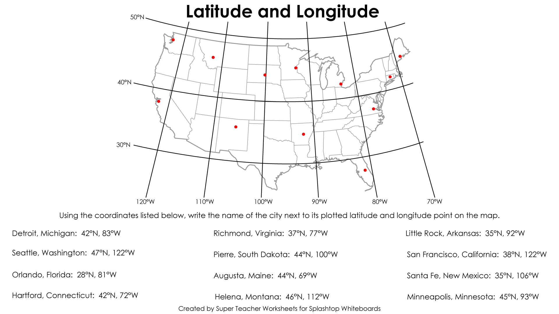 Us Map With Latitude And Longitude Printable