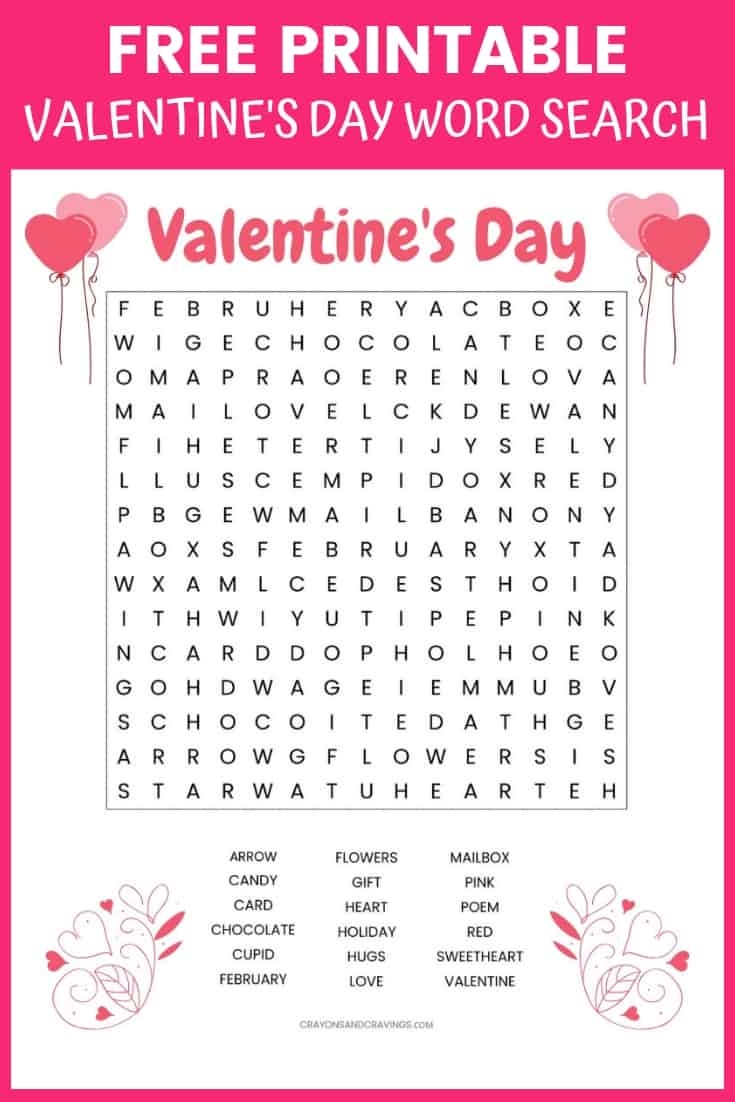 Valentine s Day Word Search Free Printable For Kids 