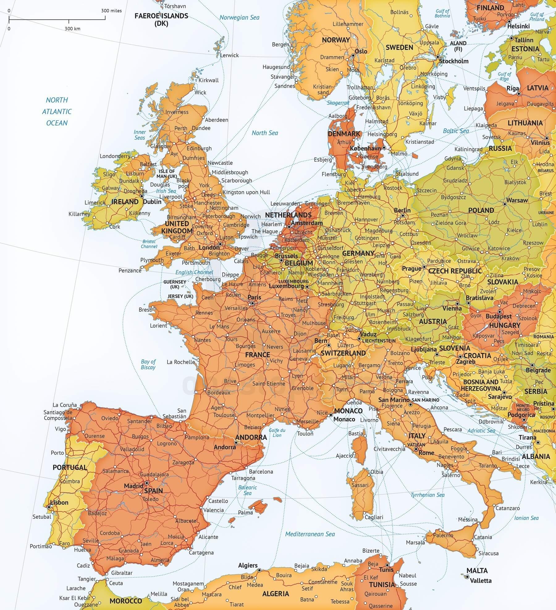 Printable Map Of Western Europe