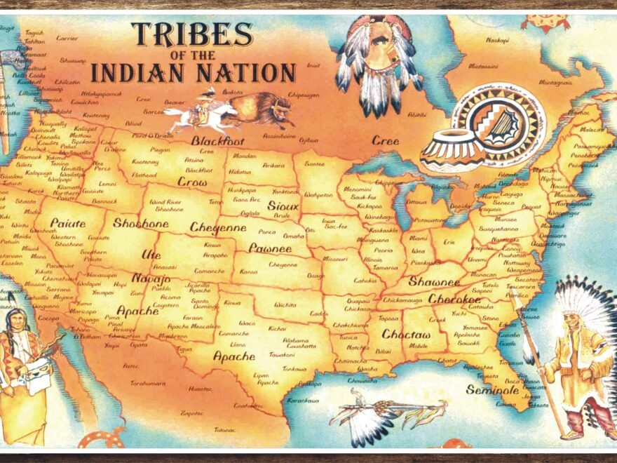 Vintage TRIBAL MAP Native Americans Of North America Art Print 13 x19 Inches Full Color Etsy de