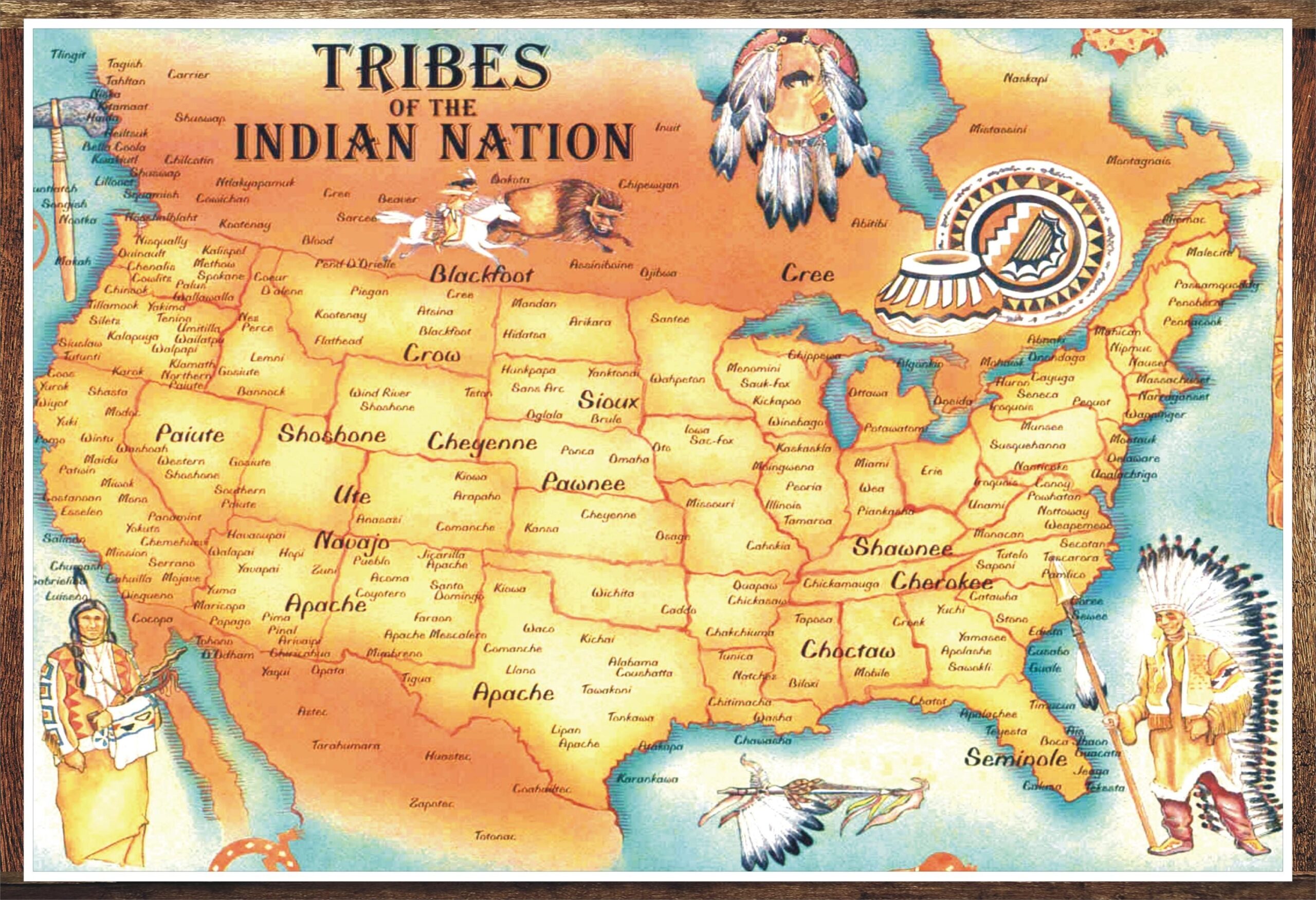 Vintage TRIBAL MAP Native Americans Of North America Art Print 13 x19 Inches Full Color Etsy de
