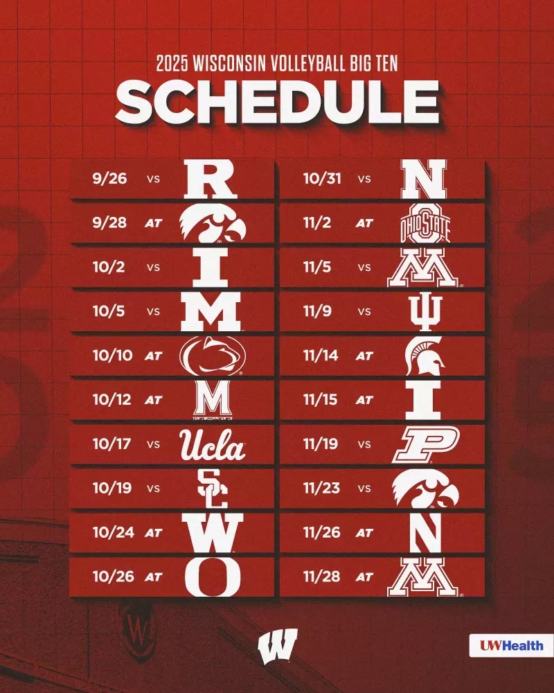 Volleyball Releases 2025 Big Ten Schedule Wisconsin Badgers