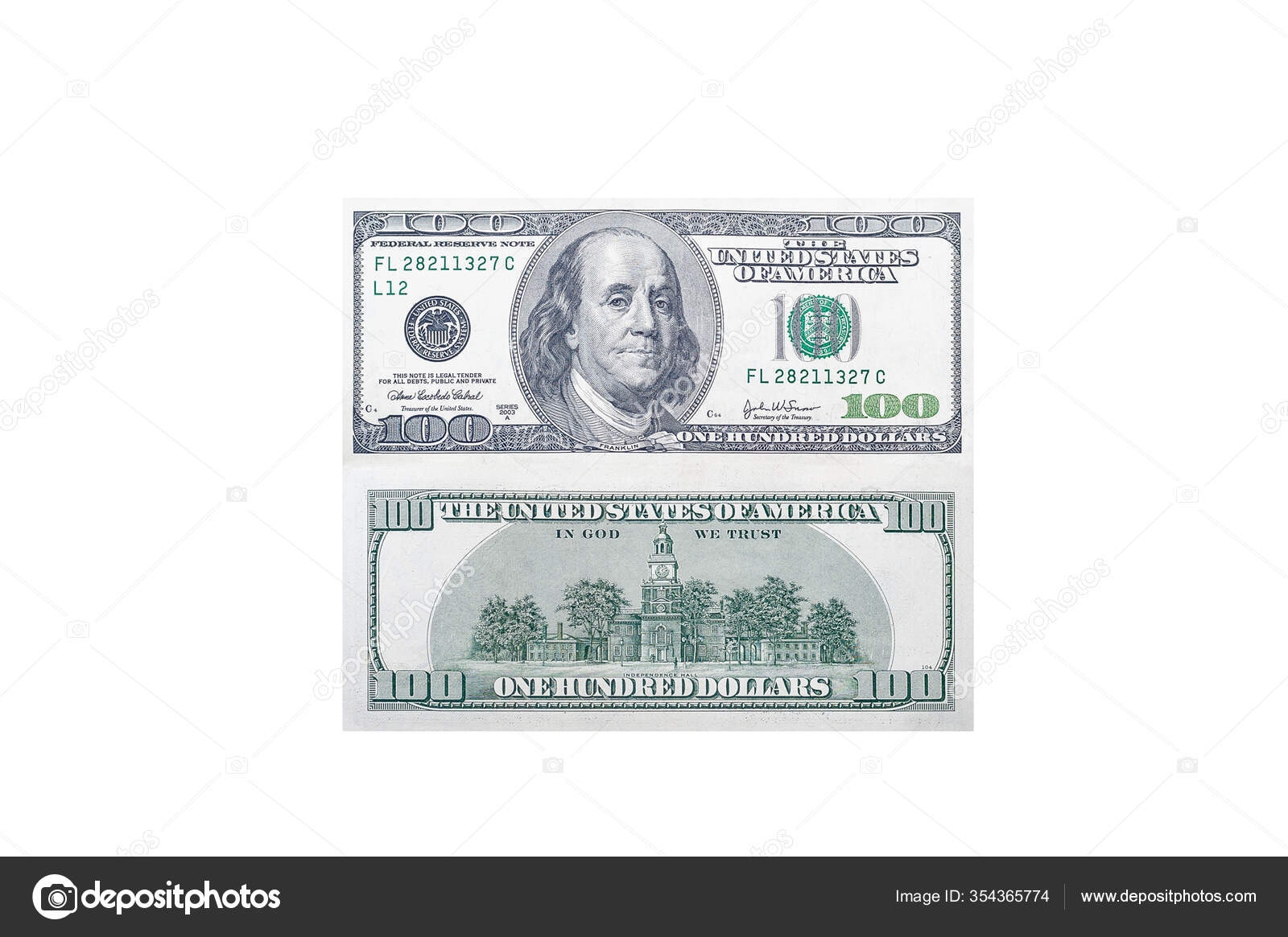 Vorder Und R ckseite Eines 100 Dollar Scheins Mit Einem Portr t Stockfoto Chernobrovin 354365774