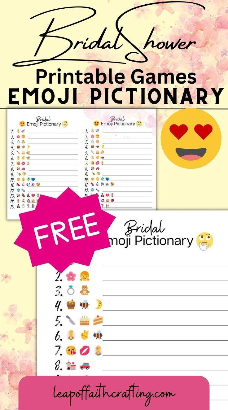 Wedding Emoji Pictionary Free Printable With Answers 