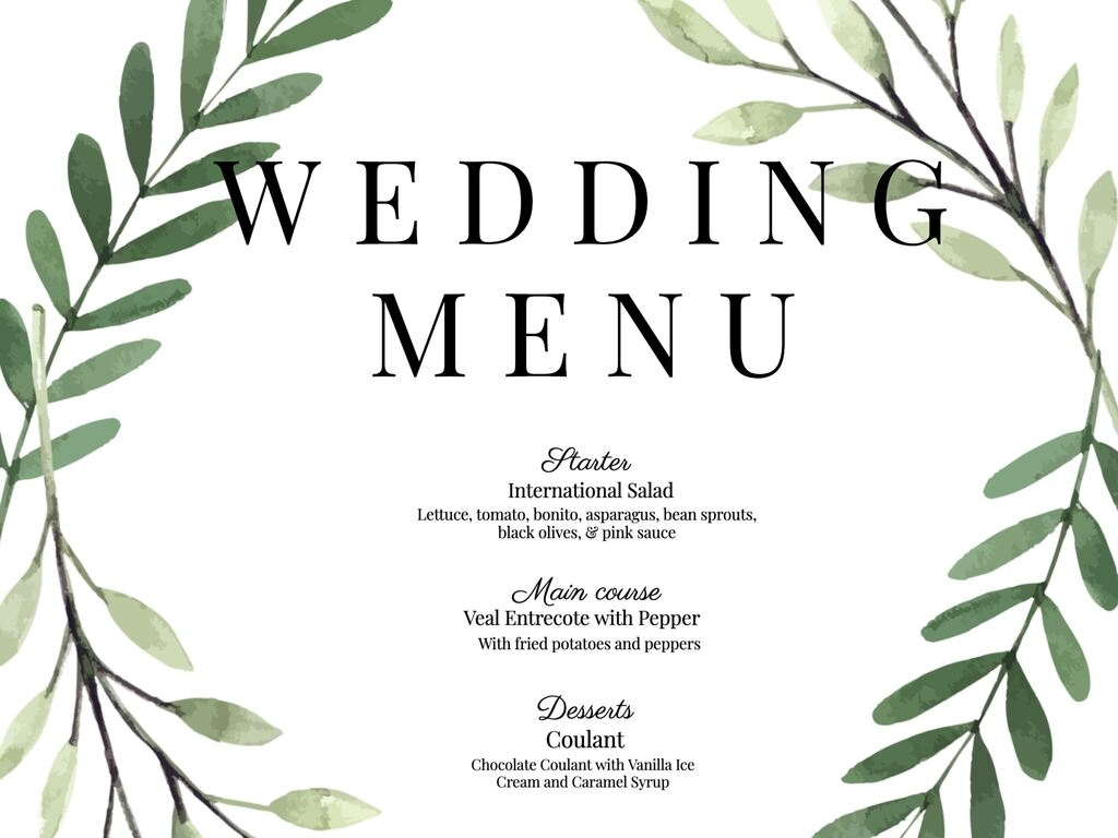 Wedding Menu Templates And Cards