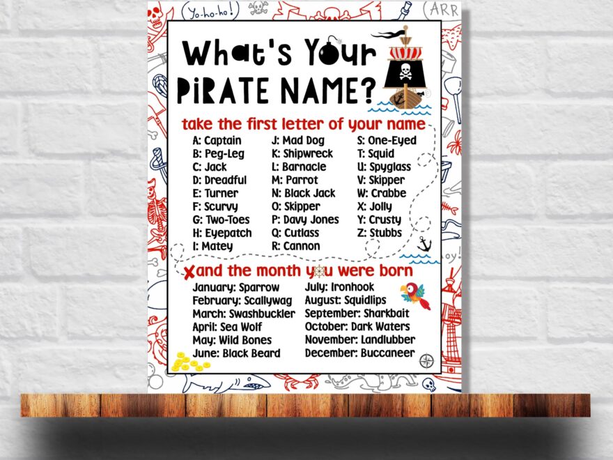What s Your Pirate Name Printable Pirate Name Game Pirate Birthday Party Pirate Party Game Instant Download Etsy UK