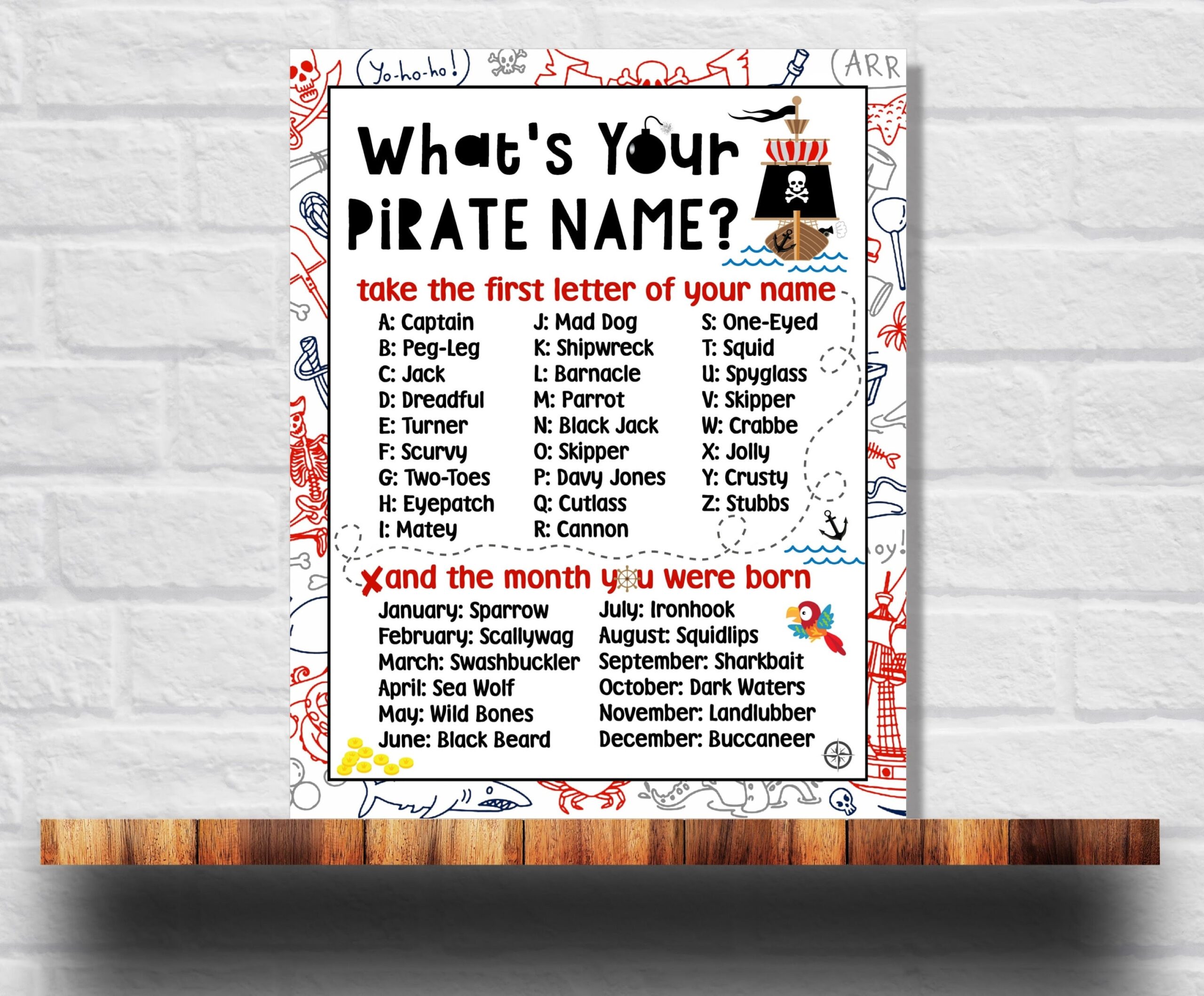 What s Your Pirate Name Printable Pirate Name Game Pirate Birthday Party Pirate Party Game Instant Download Etsy UK