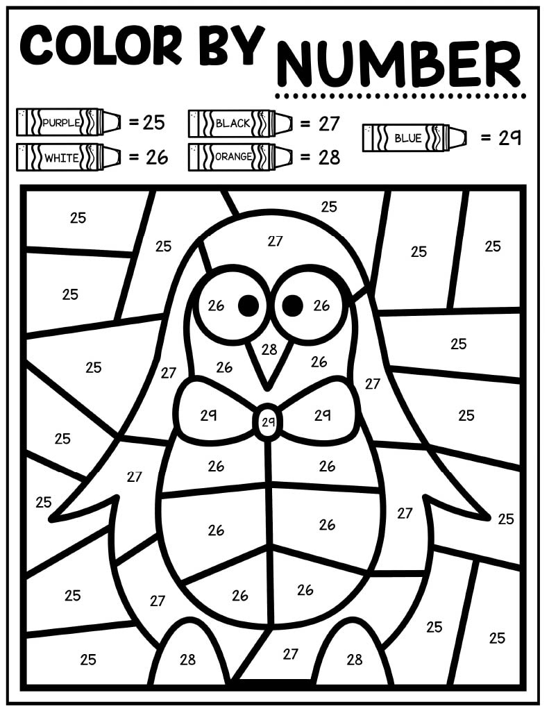 Winter Color By Number Pages FREE Kids Activity Zone