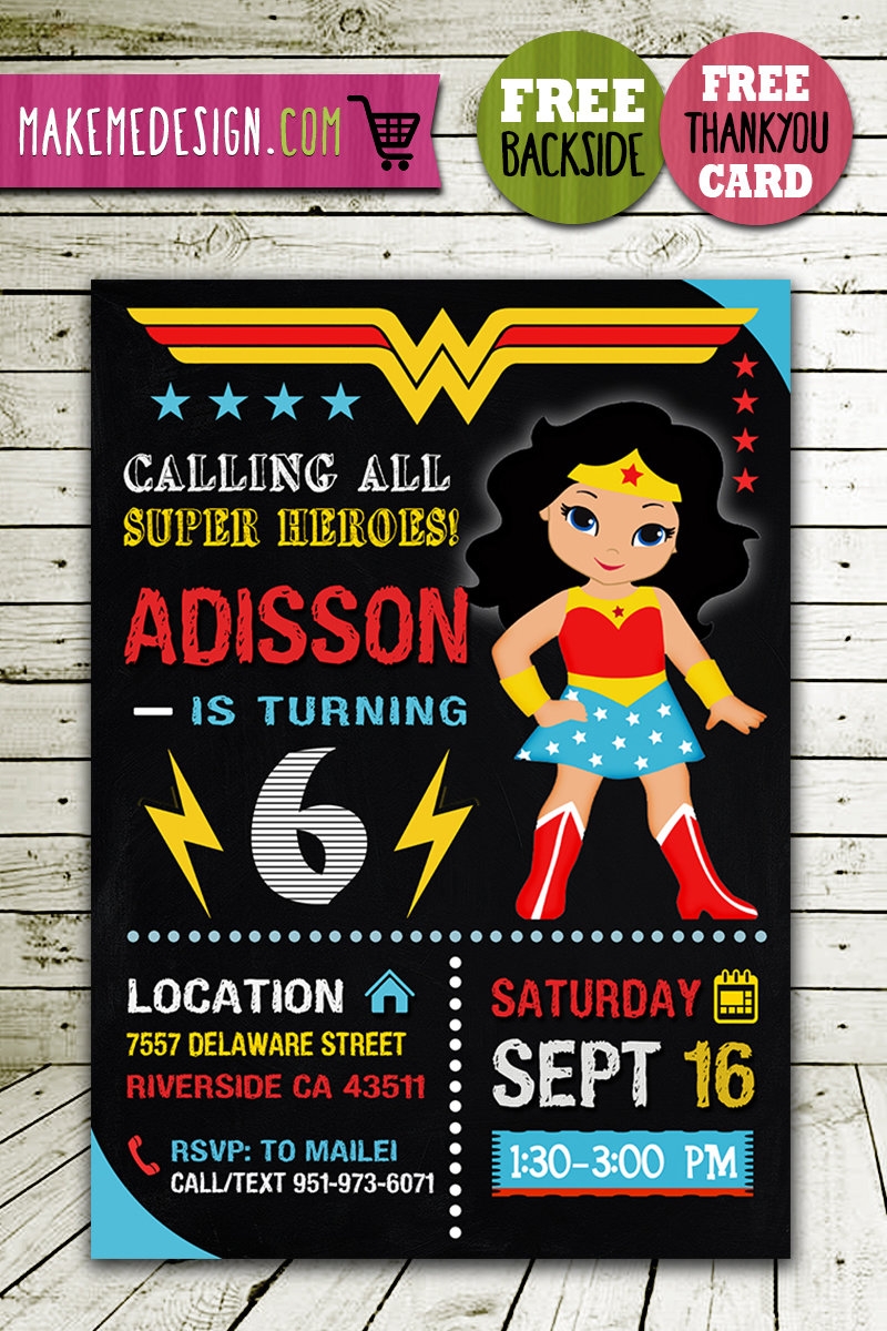 Wonder Woman Invitation DIY MakeMeDesign