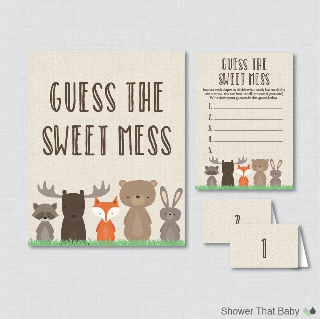 Printable Woodland Animal Candy Bar Shower Game