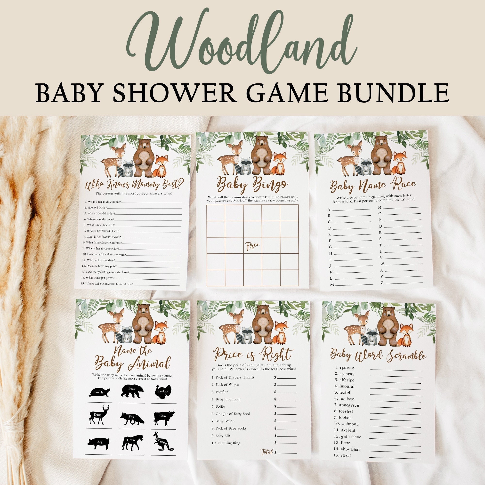 Free Printable Woodland Baby Shower Games