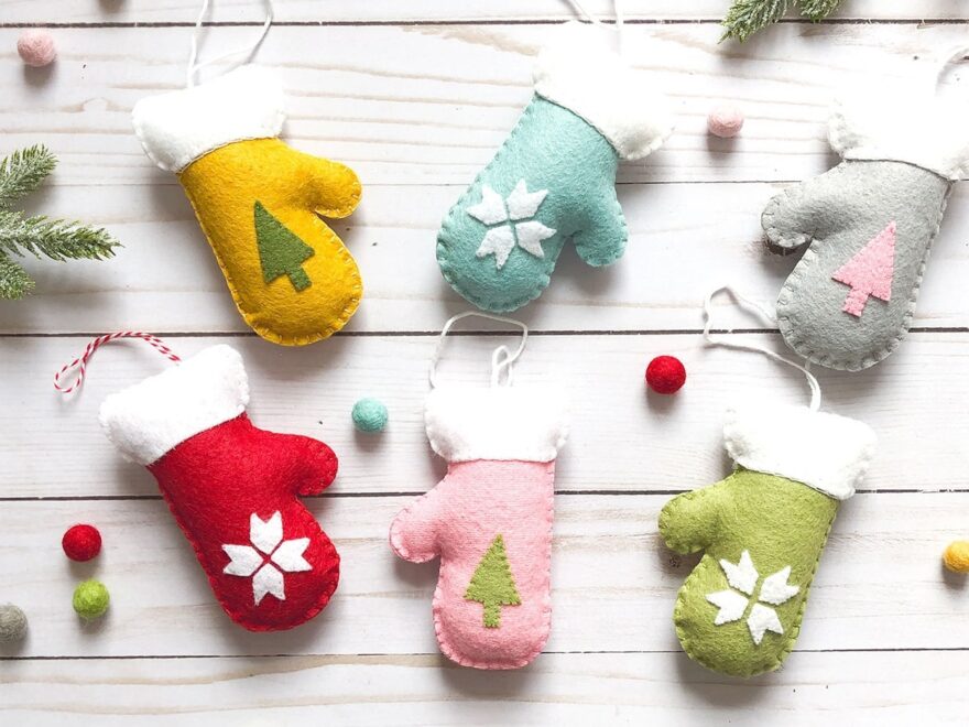 Wool Felt Mitten Christmas Ornament Tutorial The Polka Dot Chair