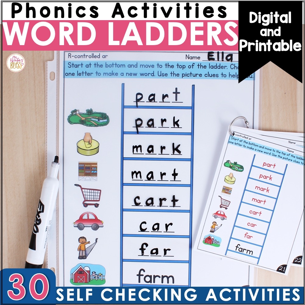 Word Ladders Printable And Digital Phonics Activities Lead In Literacy Resources For Kindergarten 1st 2nd Grade