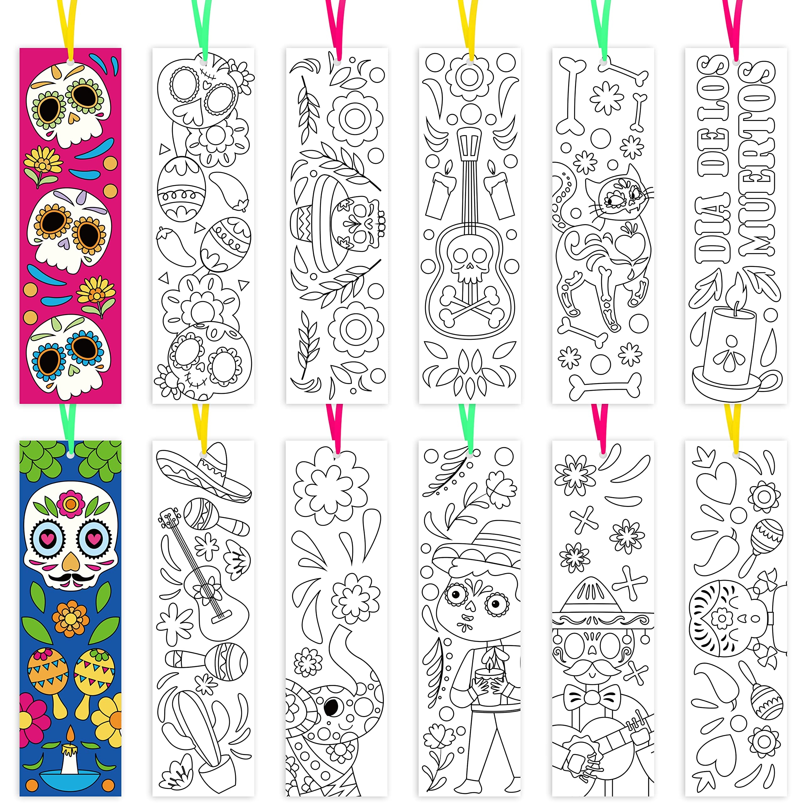 Day Of The Dead Free Printable Coloring Bookmarks