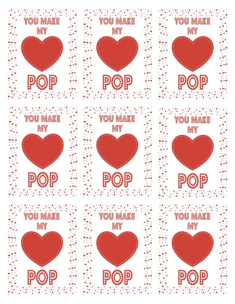 You Make My Heart Pop FREE Valentine Printable Recipe 