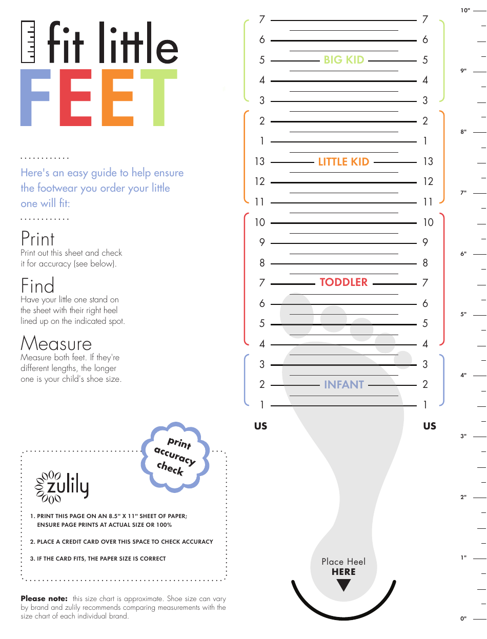 Zappos Printable Shoe Size Chart